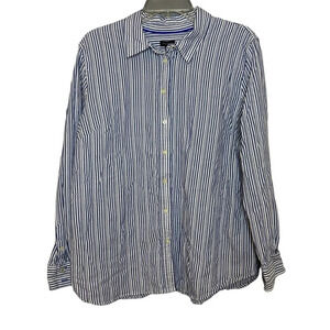 Talbots shirt button down shirt stripes blue white size XL